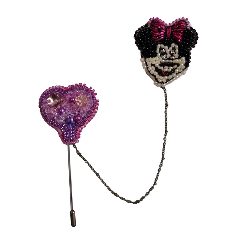 سنجاق سینه دخترانه مدل میکی موس جواهردوزی کد GOL802