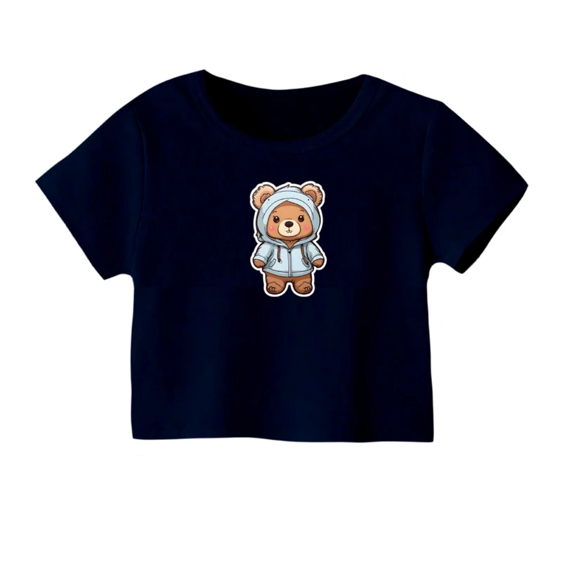 کراپ‌ تی‌شرت آستین کوتاه زنانه مدل تدی کد 03