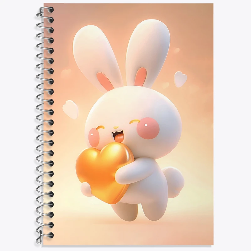 دفتر زبان 50 برگ خندالو مدل سه خط طرح خرگوش کیوت کد N4058