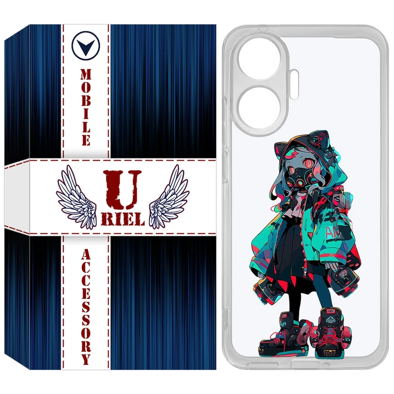 کاور یوریل مدل Clear کد 58 طرح دختر گربه ای مناسب برای گوشی موبایل شیائومی Poco F7