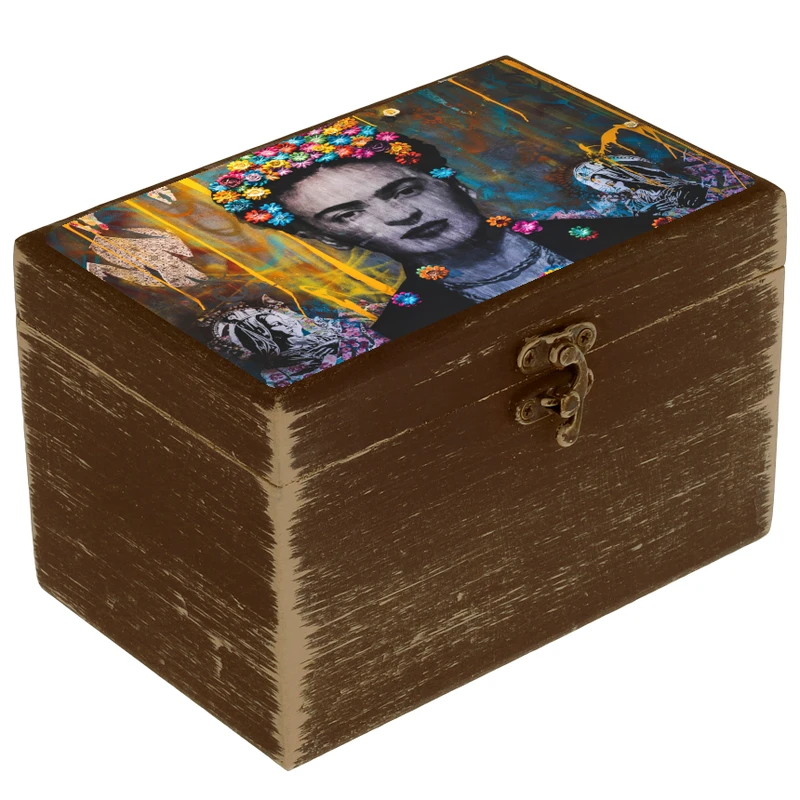 جعبه هدیه دست‌ساز  مدل هنری طرح فریدا انگلیسی کد WB008