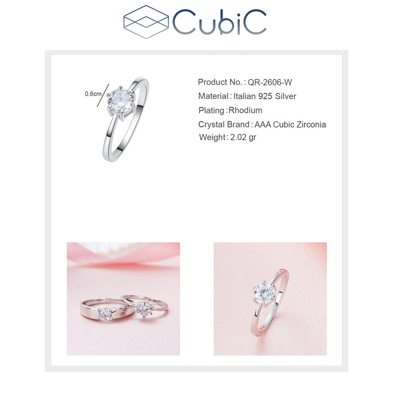 انگشتر نقره زنانه کوبیک مدل QR-2824