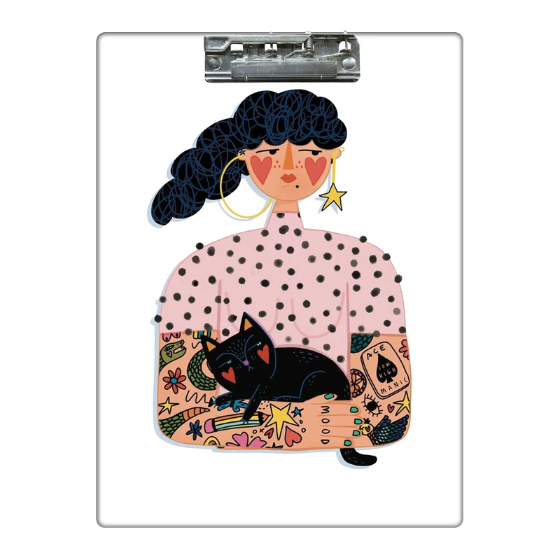 تخته شاسی طرح دختر ستاره ای و پیشی کد 1308167 سایز A4