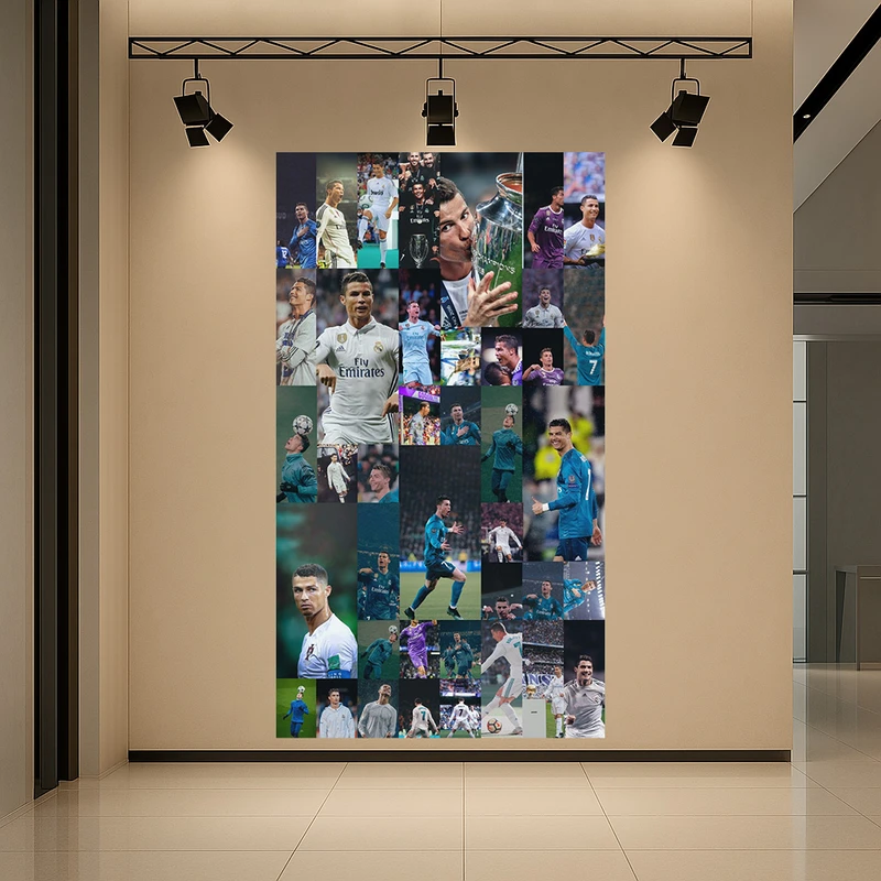 تابلو بوم طرح مخمل سلبریتی مدل کلاژ رونالدو کد AR3059214