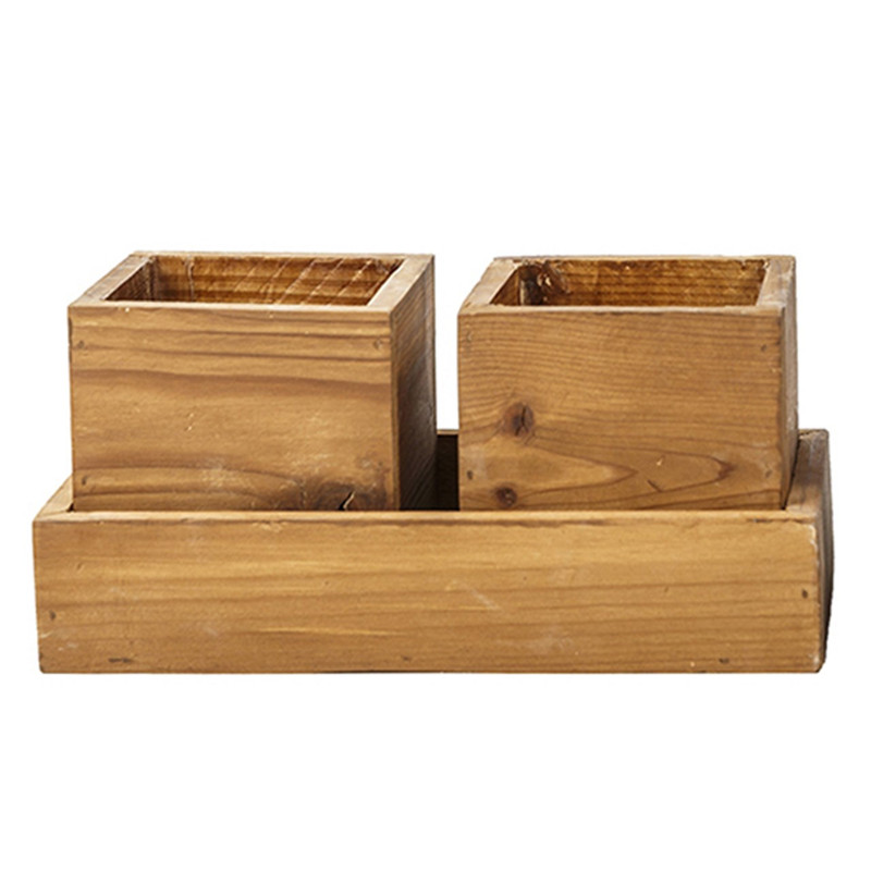 گلدان چوبی ترمه چوب مدل دو عددی