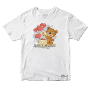 تی شرت آستین کوتاه پسرانه مدل  Teddy bear کد SH024 رنگ سفید