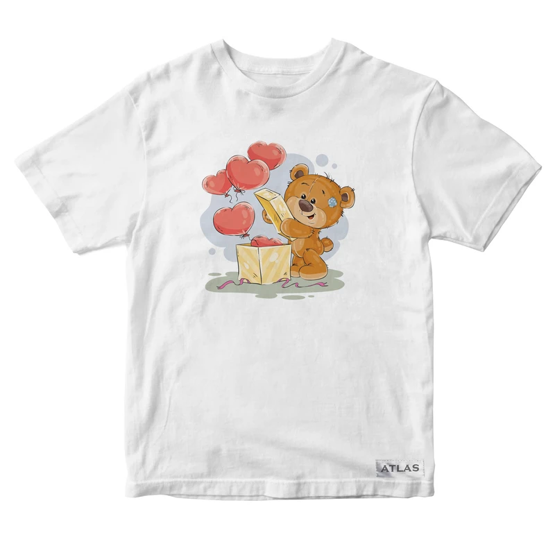 تی شرت آستین کوتاه دخترانه مدل  Teddy bear کد SH024 رنگ سفید