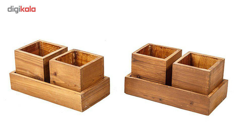 گلدان چوبی ترمه چوب مدل دو عددی