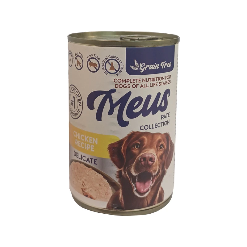 کنسرو غذای سگ مئوس مدل مرغ وزن 400 گرم