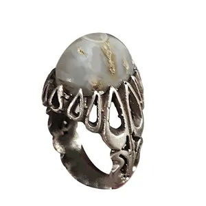 انگشتر نقره مردانه مدل عقیق سلیمانی عیون العلوم باباغوری شاقان