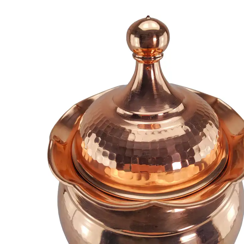 قندان مسی مدل لب چین چکشی پایه دار نانو کد alast0107