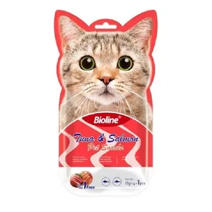 بستنی گربه بایولاین مدل ماهی تن و ماهی سالمون وزن 15گرم بسته 5 عددی