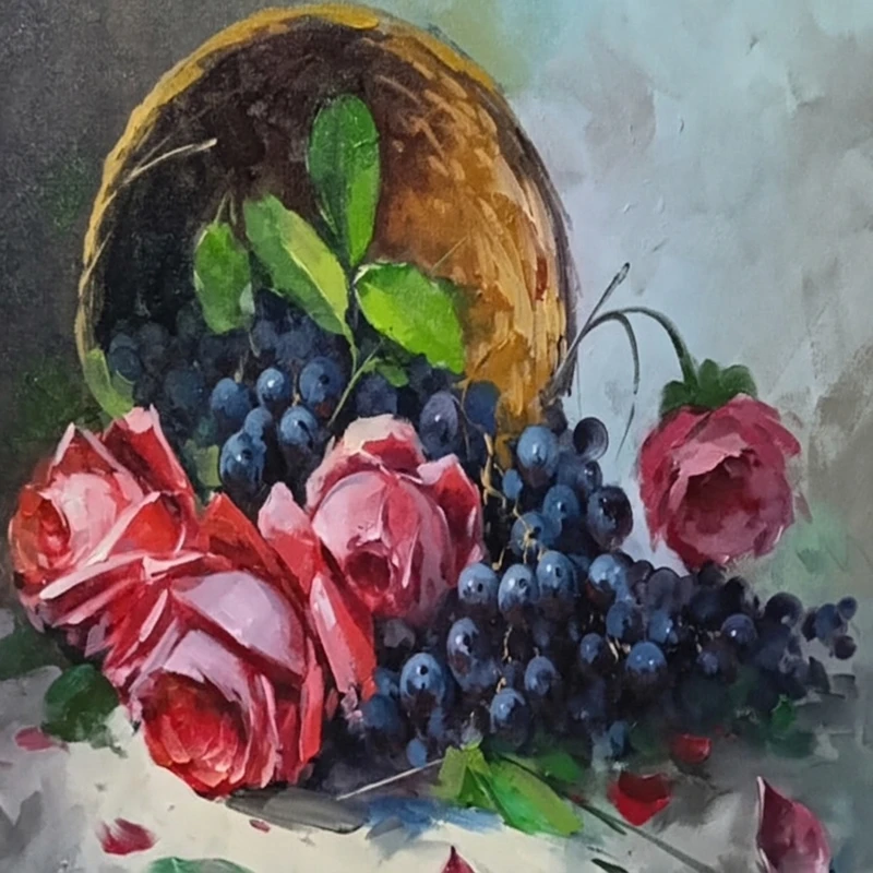 تابلو نقاشی رنگ روغن به سبک رئالیسم مدل گل کد 8584