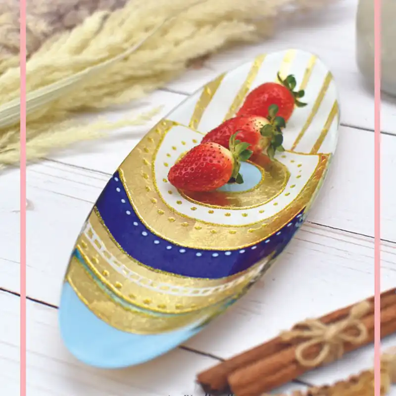 دیس شیشه ای مدل بیضی طرح چشم نظر