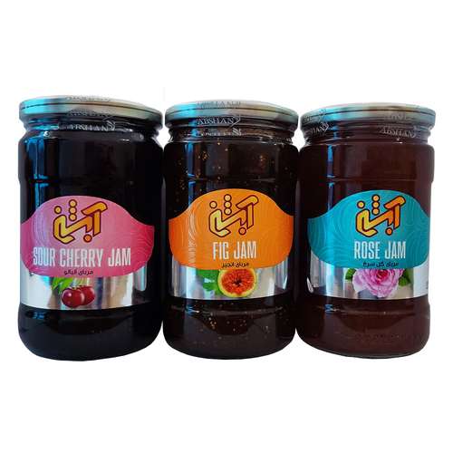 مربا آلبالو و انجیر و گل -850 گرم بسته 3 عددی