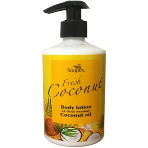 لوسیون بدن مرطوب‌کننده بانوان سوپکس مدل Coconut oil حجم 350 میلی‌لیتر با ترکیبات گلیسیرین و اوره و بسته‌بندی پمپی
