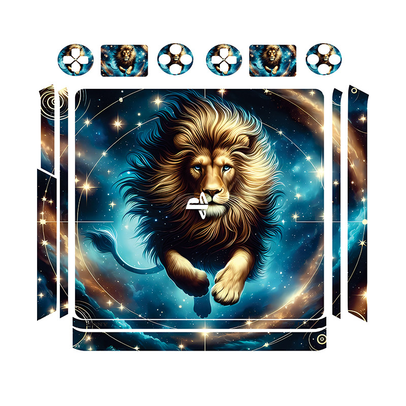 برچسب پلی استیشن ۴ اسلیم مدل lion 04 مجموعه 14 عددی