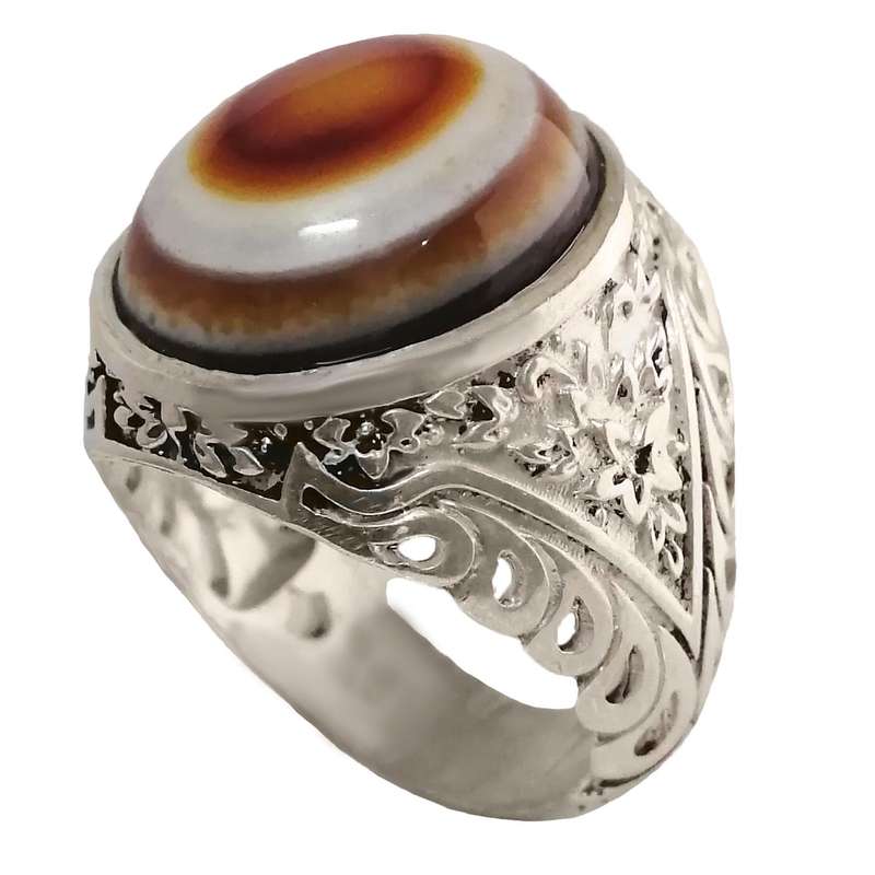 انگشتر نقره مردانه مدل عقیق بابا قوری MB9011