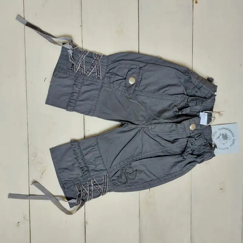 شلوارک نوزادی مدل کتان  لوپیل عروسکی رنگ طوسی