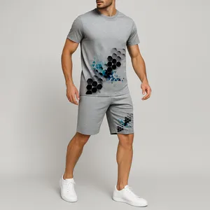 ست تی شرت و شلوارک مردانه مدل انتزاعی A12