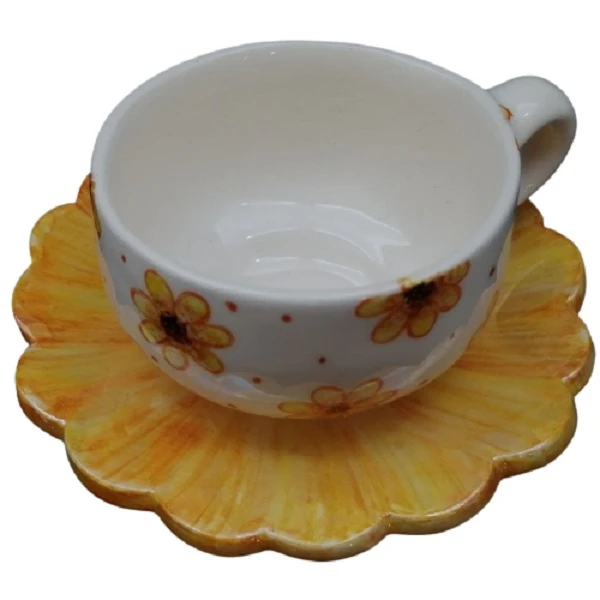 ست فنجان و نعلبکی سرامیکی طرح آفتابگردان کد 4817319