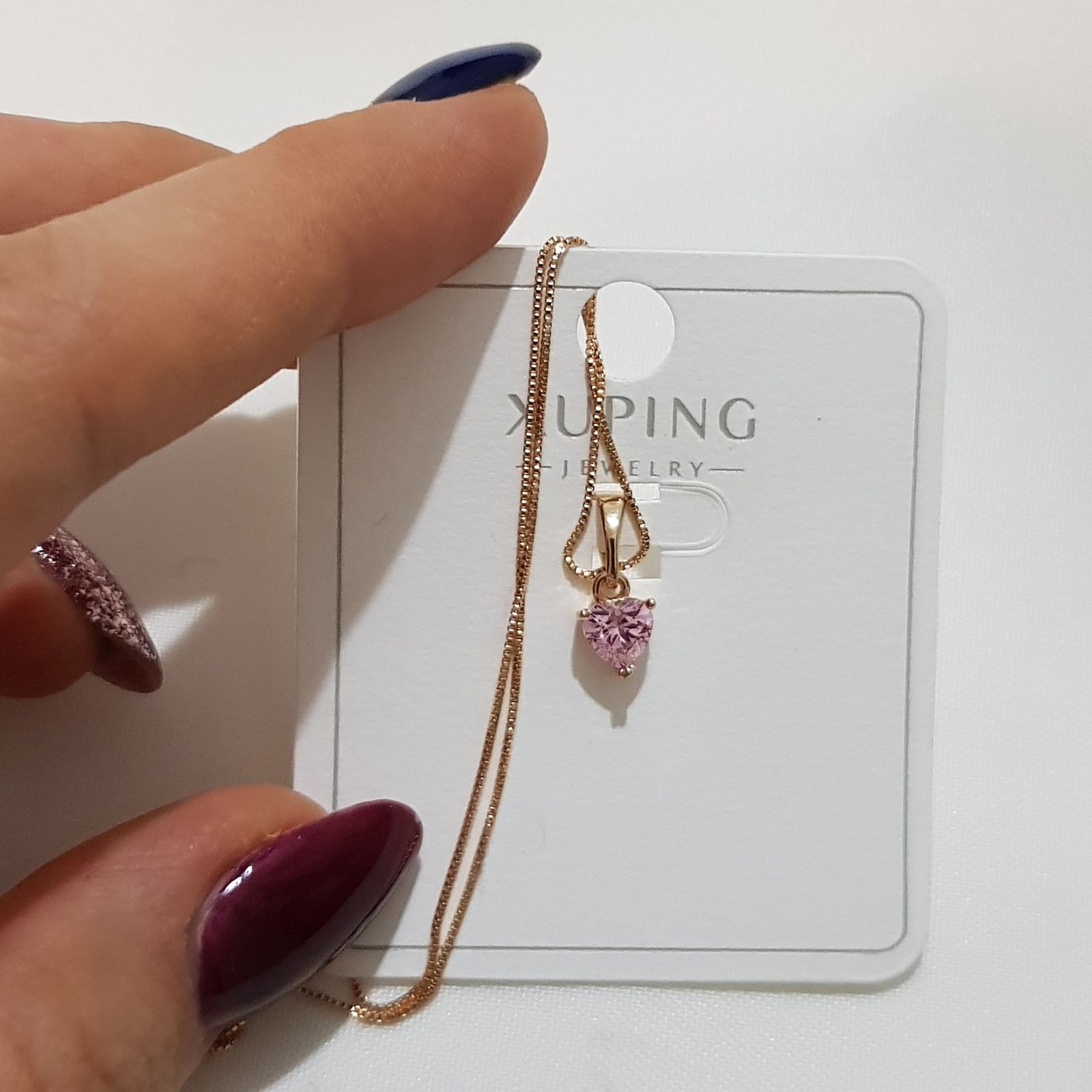 گردنبند زنانه ژوپینگ مدل قلب نگین 349433 - - 3