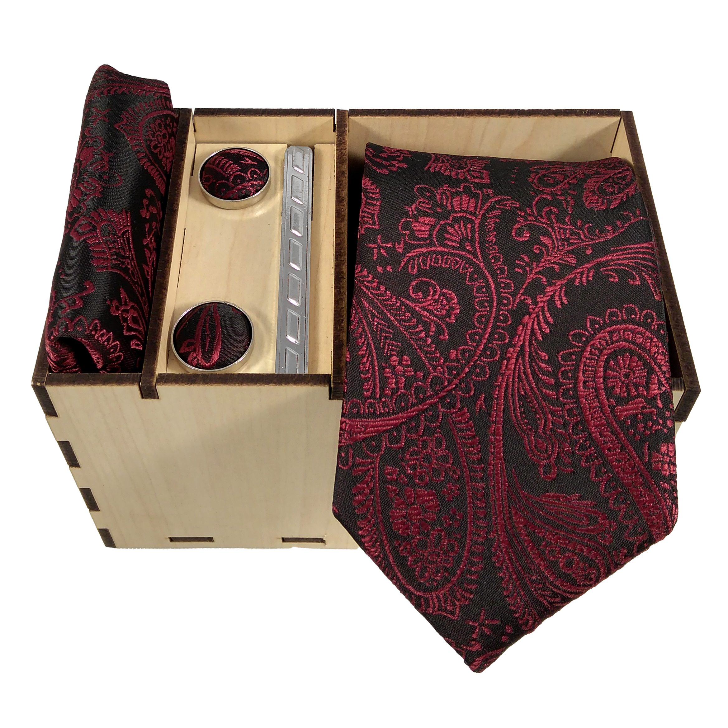 ست کراوات و دستمال جیب و دکمه سردست و گیره کراوات مردانه مدل 431A