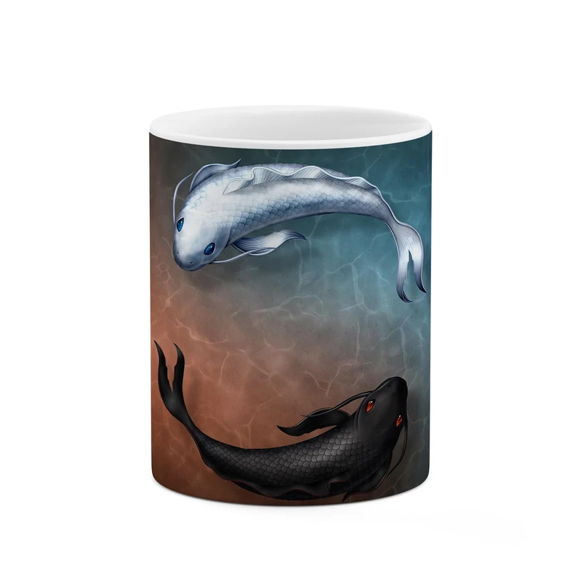 ماگ کاکتی طرح ماهی سیاه سفید کد mgp10209