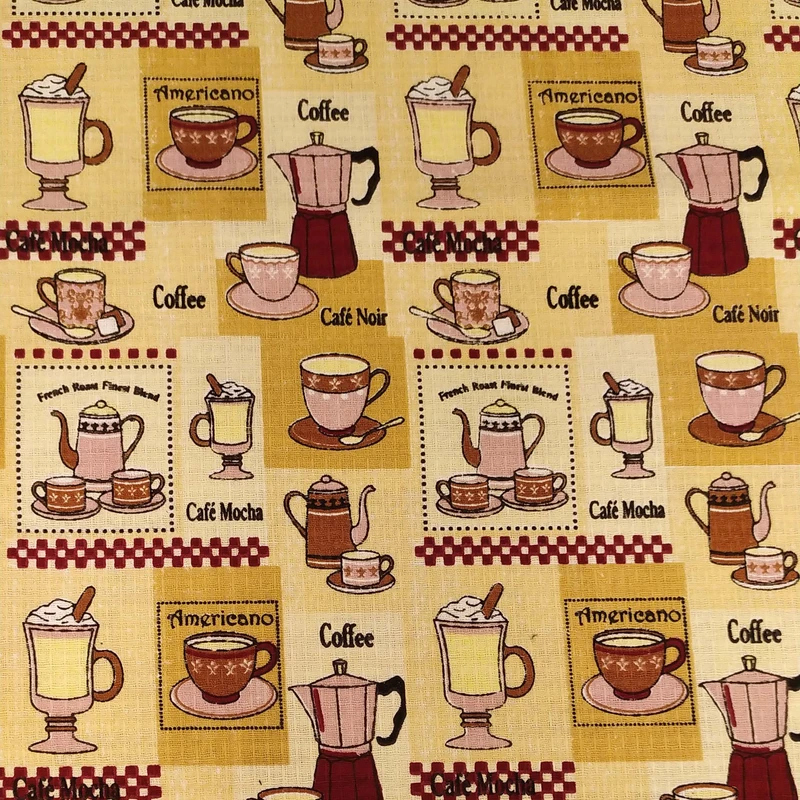 پارچه آشپزخانه عرض 1.4 متر نساجی بروجرد مدل قهوه موکا رنگ کرم