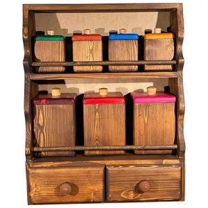 ست جای ادویه 9 پارچه سهیل مدل rainbow به همراه استند