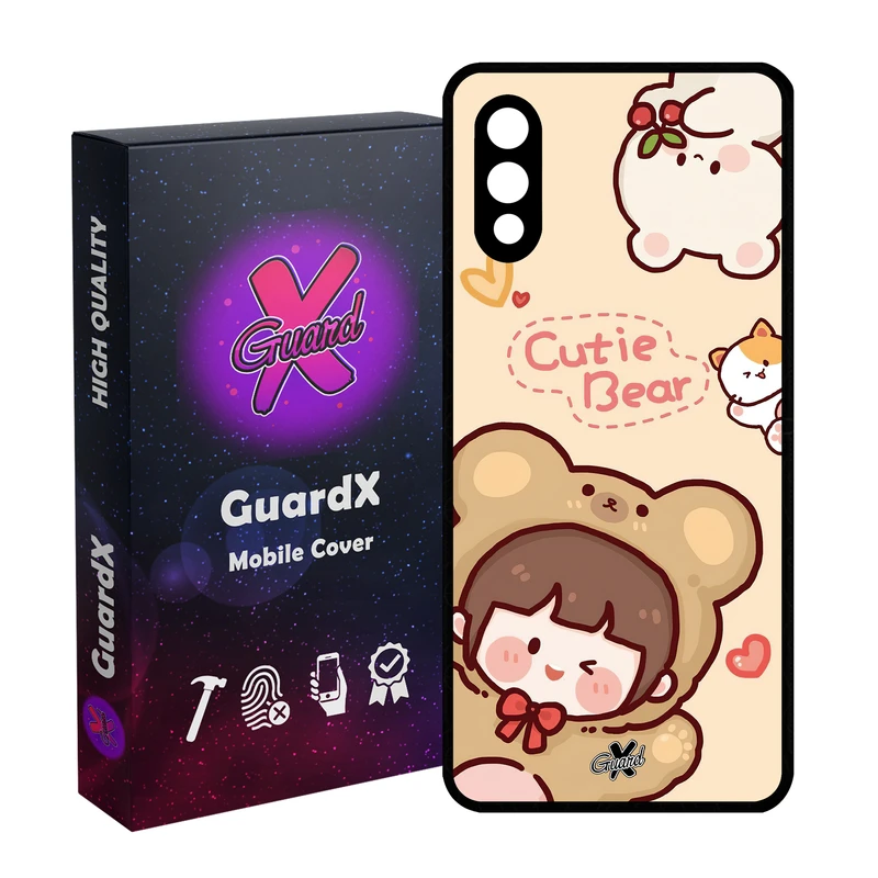 کاور گارد ایکس طرح خرسی مدل Glass10506 مناسب برای گوشی موبایل سامسونگ Galaxy A02 / M02