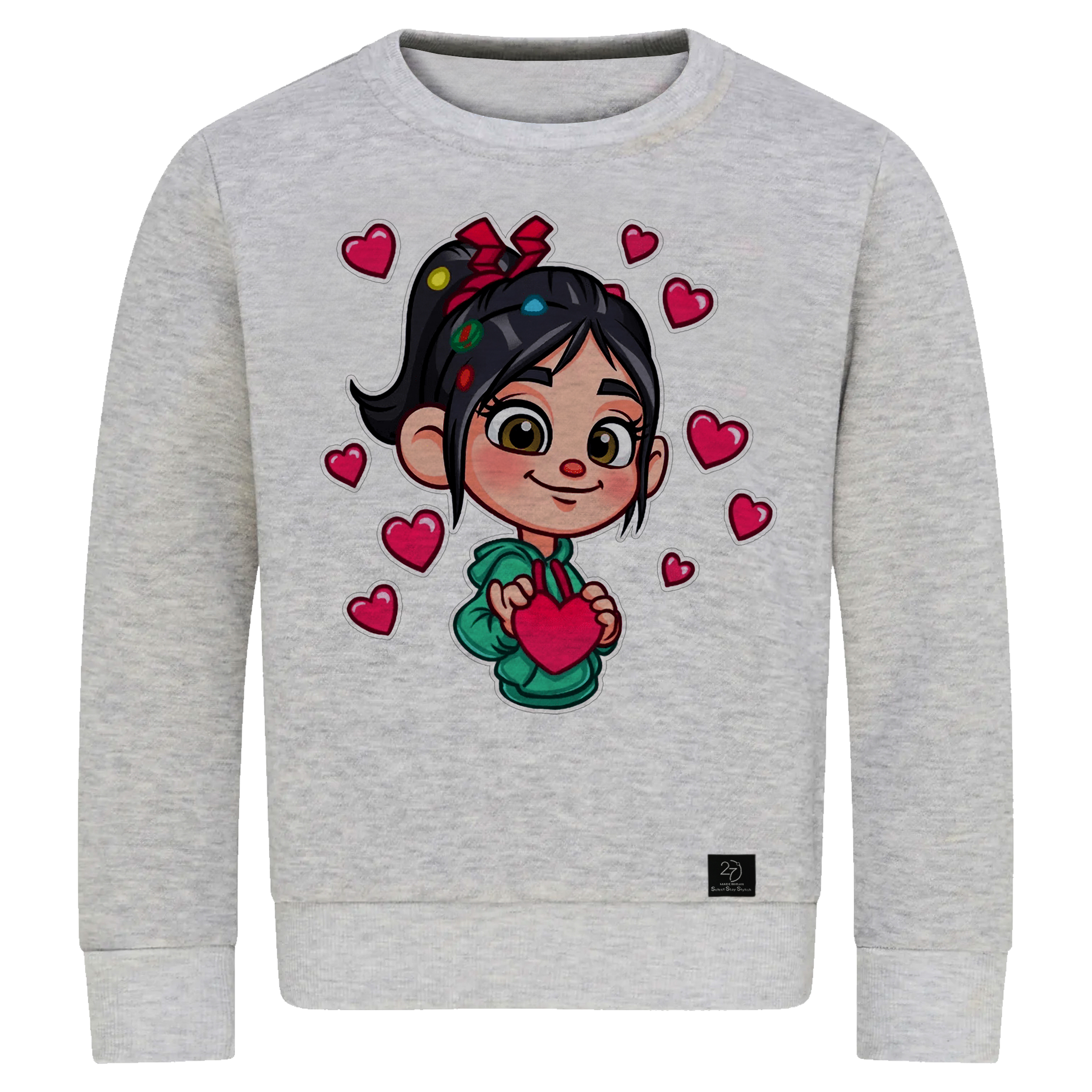 سویشرت دخترانه 27 مدل girl کد V05 رنگ طوسی