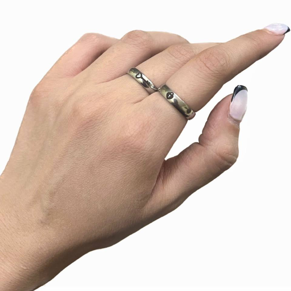 انگشتر مدل کلید و قفل قلبی عاشقانه بسته 2 عددی