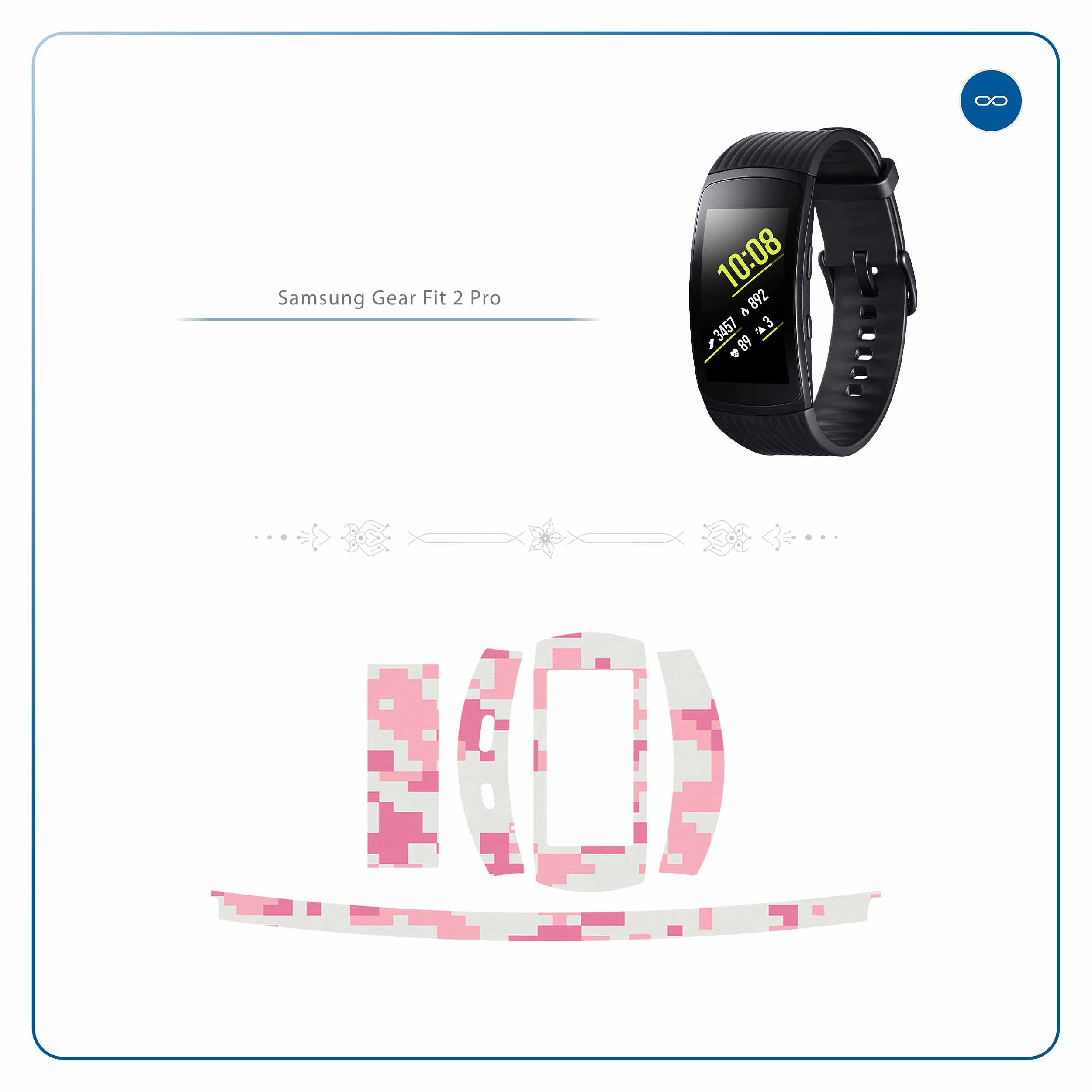 برچسب ماهوت طرح Army-Pink-pixel مناسب برای ساعت هوشمند سامسونگ Galaxy Gear Fit 2 Pro