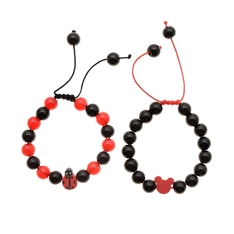 دستبند دخترانه دلنار گالری مدل کفشدوزک و موش بسته 2 عددی