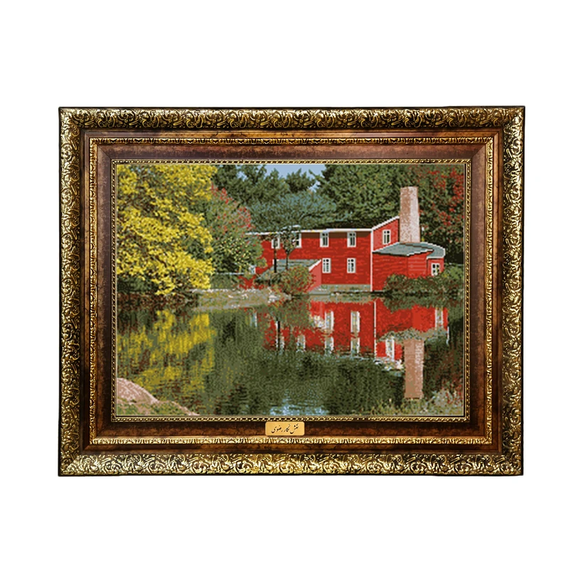 تابلو فرش ماشینی نقش نگار رضوی طرح منظره کد 1660KH