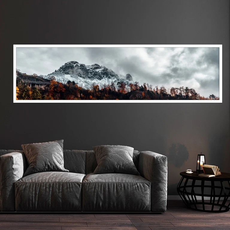 تابلو بکلیت طرح منظره پاییز و کوه برفی مدل W-7522