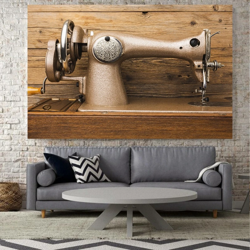 پوستر پارچه ای طرح چرخ خیاطی کلاسیک مدل z47