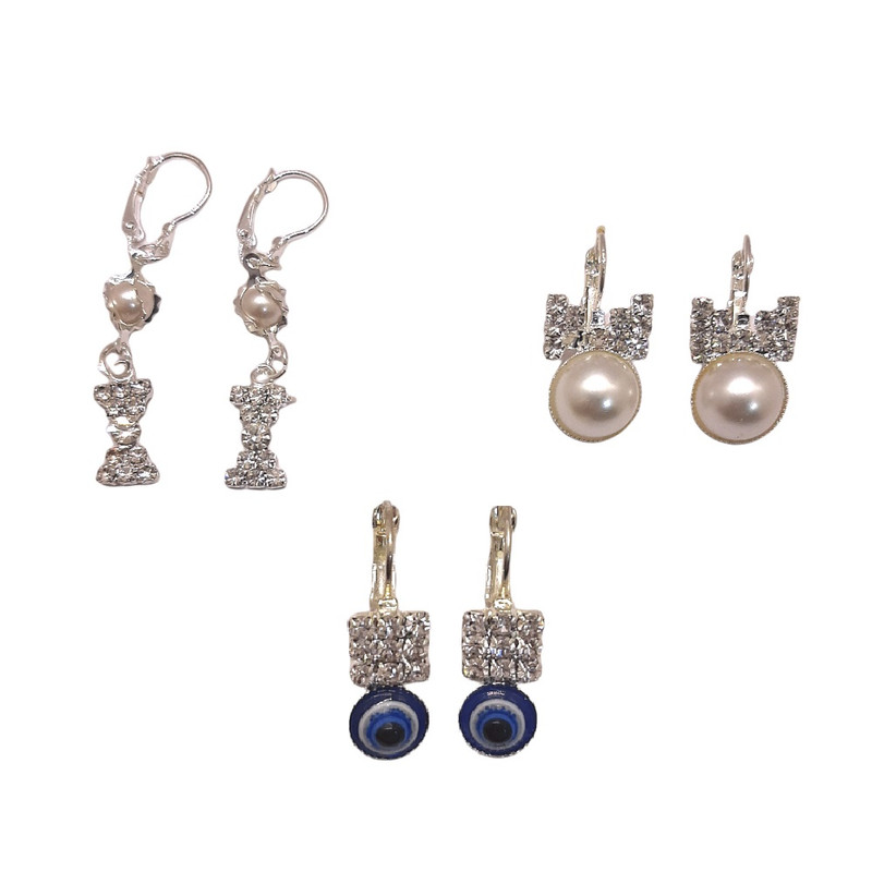 گوشواره دخترانه مدل AO9 مجموعه 3 عددی گوشواره دخترانه مدل AO9 مجموعه 3 عددی