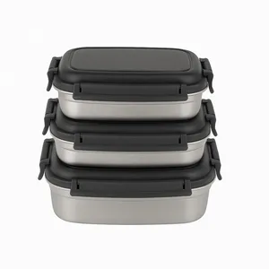 ظرف نگهدارنده مدل استیل درب دار کد VCL-3 مجموعه 3 عددی