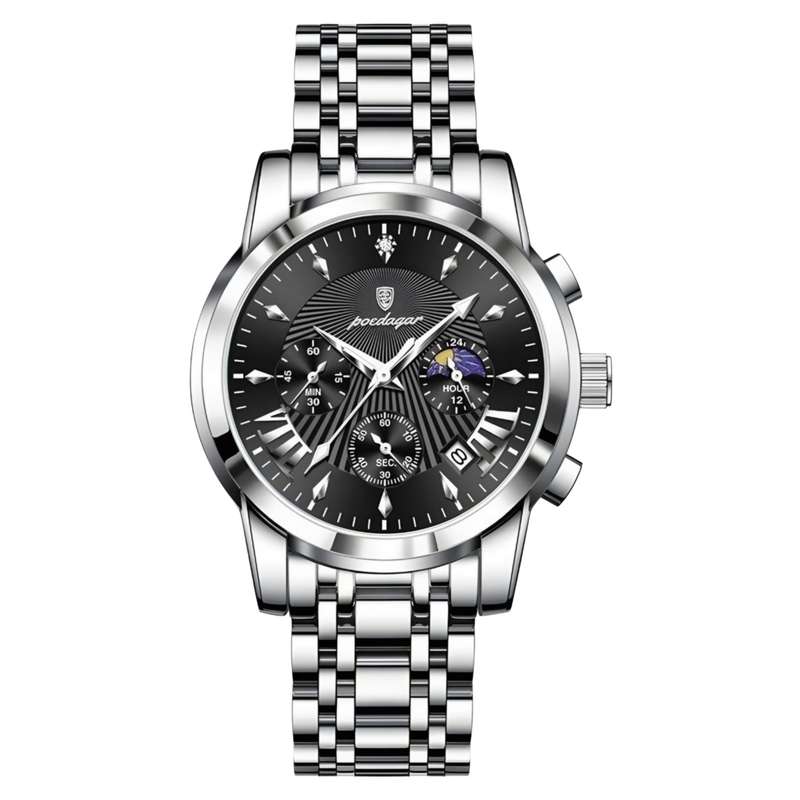ساعت مچی عقربهای کوارتز مردانه پوداگار مدل اسپرت سه موتور فعال کرنوگراف بند استیل کد a.d ساعت مچی عقربهای کوارتز مردانه پوداگار مدل اسپرت سه موتور فعال کرنوگراف بند استیل کد a.d