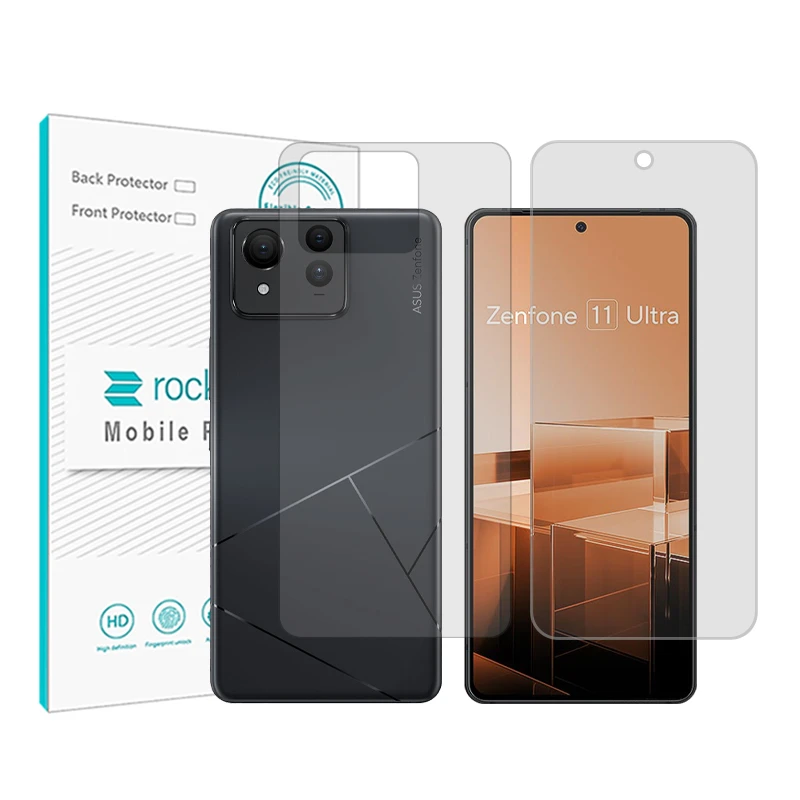 محافظ صفحه نمایش شفاف راک اسپیس مدل HyGEL مناسب برای گوشی موبایل ایسوس Zenfone به همراه محافظ پشت گوشی