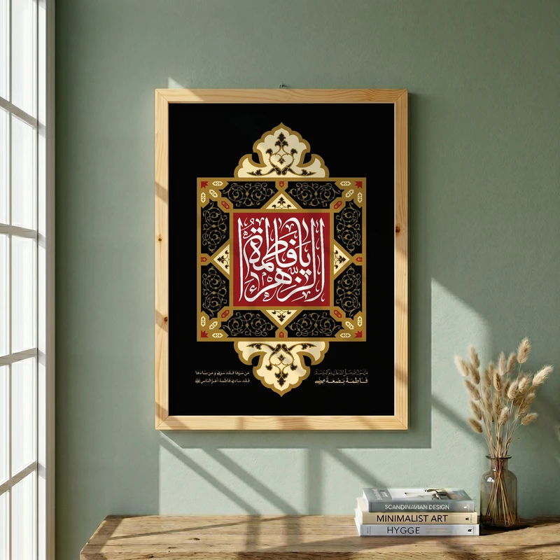 تابلو طرح یا حضرت فاطمه (س) مدل G15603 فریم کرم روشن