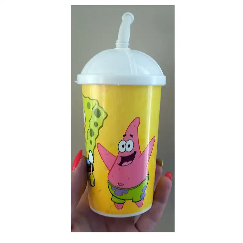 لیوان کودک مدل نی دار طرح باب اسفنجی کد n-1