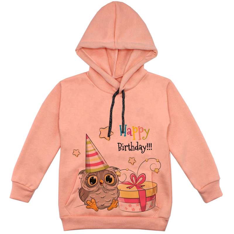 هودی دخترانه مدل جغد و کادو کد F87 رنگ گلبهی