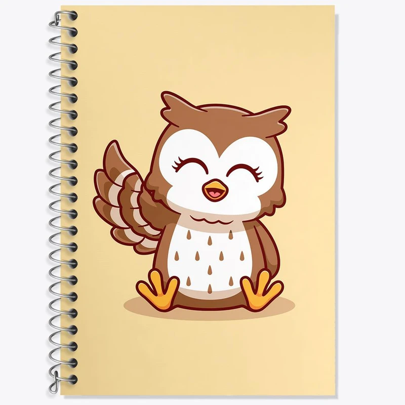 دفتر زبان 50 برگ خندالو مدل سه خط طرح حیوانات بامزه جغد کد 29686