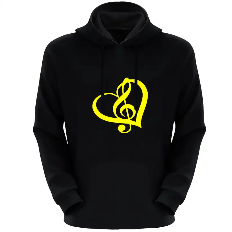 هودی زنانه مدل قلب و ملودی E505 رنگ مشکی