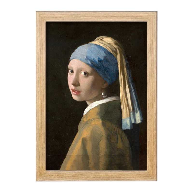 تابلو خندالو مدل نقاشی دختری با گوشواره های مروارید اثر یوهانس فرمیر کد F12424