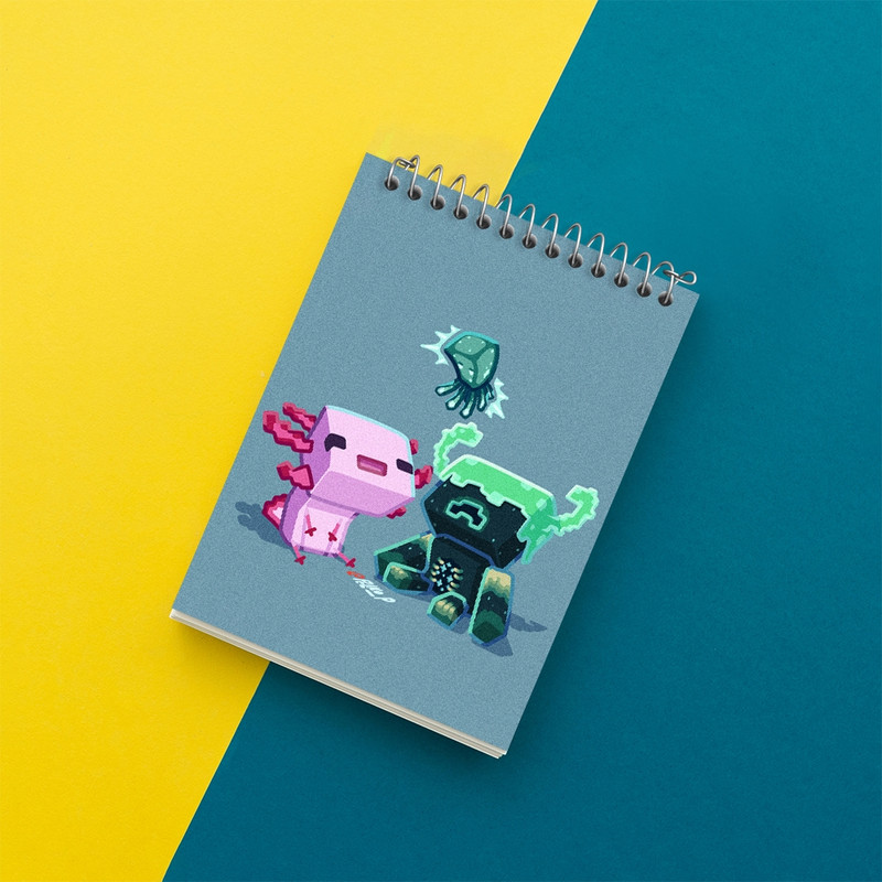 دفتر یادداشت 50 برگ خندالو مدل ماینکرافت (Minecraft) کد F255