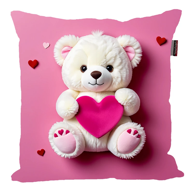 کوسن پاد آفرین مدل خرس عروسکی طرح هدیه قلب کدB513